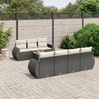 Set Divani da Giardino con Cuscini 8 pz Nero in Polyrattan 3257239