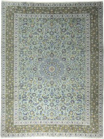 Kashan Tappeto 390 x 300 Verde (Iran) Annodato A Mano