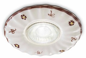 Faretto Incasso Classico Pescara Ceramica Bianco Decorato Filo Blu 1 Luce Gu10