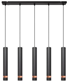 LED Lampadario a sospensione con filo TUBA 5xGU10/6,5W/230V nero/rame