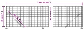 Recinzione Metallica con Flangia Antracite 0,8x25 m