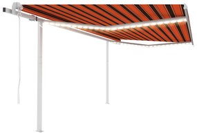 Tenda Automatica Sensore Vento E Led 4,5x3 M Arancio E Marrone /