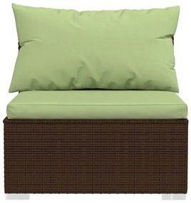 Set Divani da Giardino 7 pz con Cuscini in Polyrattan Marrone