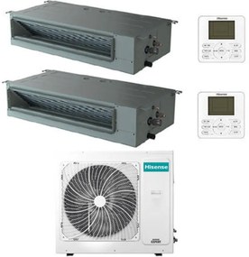 Climatizzatore Condizionatore Hisense Canalizzabile R32 Dual Split Inverter 12000 + 18000 btu con u.e. 5AMW105U4RQC Classe a++/a+
