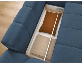 Divano angolare blu scuro allungabile e con contenitore (penisola a destra/chaise lounge) con rivestimento in ciniglia Everest – Bobochic Paris