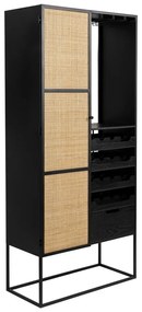Portabottiglie in rattan nero per 16 bottiglie, 80x175 cm Guuji - White Label
