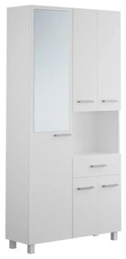 Colonna per bagno con specchio su piede 180 cm Bianco - MINELA