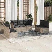 Set Divani da Giardino 7pz con Cuscini Grigio Chiaro Polyrattan 3249251