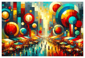 Quadro su tela – Città colorata nei cerchi