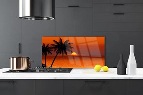 Pannello rivestimento parete cucina Paesaggio del sole del mare della palma 100x50 cm