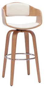 Sgabello da bar design girevole bianco e legno chiaro GAO