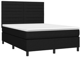 Letto a molle con materasso e led nero 140x190 cm in tessuto