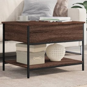 Tavolino Salotto Rovere Marrone 70x50x50cm Multistrato Metallo /