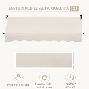 Tenda da Sole Avvolgibile 4x1,2m Autoportante Bianca...