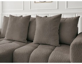 Divano angolare marrone allungabile/con contenitore (con penisola a sinistra/con chaise lounge) con rivestimento in bouclé Roxelane – Bobochic Paris