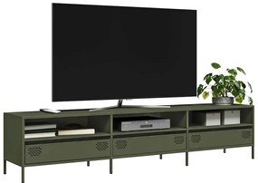 Mobile tv verde oliva 202x39x43,5 cm acciaio laminato a freddo