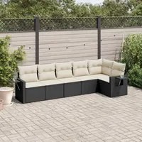 Set Divano da Giardino 6 pz con Cuscini Nero in Polyrattan 3252523