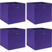 Contenitori 4 pz in Tessuto non Tessuto 28x28x28 cm Viola 325211