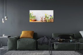 Quadro su tela Fiori conigli 100x50 cm