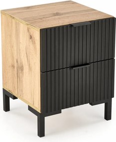 Comodino Nela in rovere artigianale/nero - L40 cm