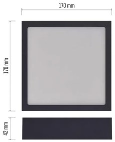 Plafoniera LED LED/12,5W/230V 3000/3500/4000K 17x17 cm nera