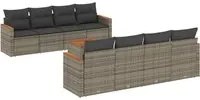 Set Divano da Giardino 9 pz con Cuscini Grigio in Polyrattan 3225822