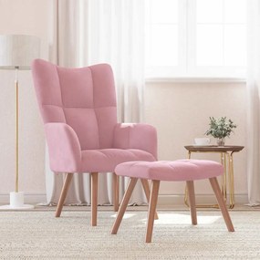 Poltrona Relax Con Poggiapiedi Rosa İn Velluto /