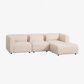 Divano Componibile In 3 Pezzi Con Pouf Fogler Ciniglia Crema Beige - Sklum