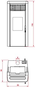 royal lea air 90 us stufa a pellet ad aria uscita fumi superiore 9kw serbatoio 17kg 53x54x116 cm in acciaio bianco