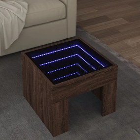 Tavolino da salotto con led infinity rovere marrone 40x40x30 cm