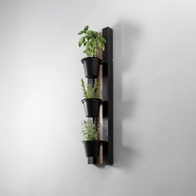 Luminex Applique Scaffale, acciaio nero/legno, altezza 90 cm