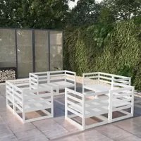 Set Divani da Giardino 8 pz Bianco in Legno Massello di Pino cod mxl 35679