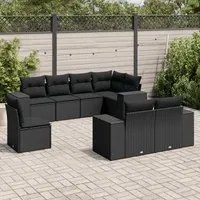 Set Divani da Giardino con Cuscini 8 pz Nero in Polyrattan 3222834