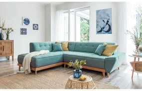 Divano letto angolare turchese (angolo sinistro) Dazzling Daisy - Miuform