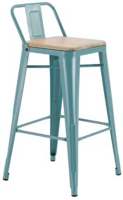 Sgabello da giardino in acciaio blu Oxford, seduta in legno