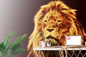 Carta da parati – Testa di leone in stile astratto