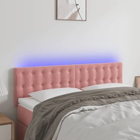Testiera A Led Rosa 144x5x78/88 Cm İn Velluto /