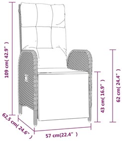 Set da Pranzo da Giardino 4 pz con Cuscini in Polyrattan Grigio