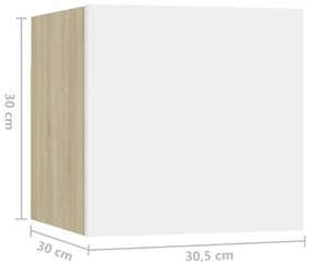 Comodini 2 pz Bianco Rovere Sonoma 30,5x30x30 cm in Truciolato