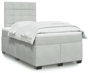 Giroletto A Molle Con Materasso Grigio Chiaro 120x200cm Velluto /