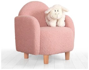 Poltrona per bambini rosa in tessuto bouclé Moylo - Artie