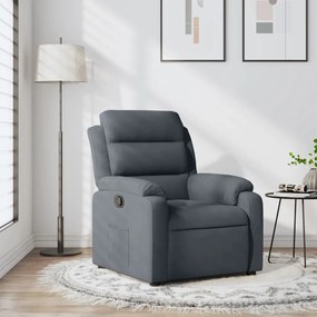 Poltrona Reclinabile Grigio Scuro İn Velluto /