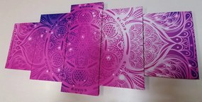 Quadri 5 pezzi – Mandala indiana con sfondo galattico