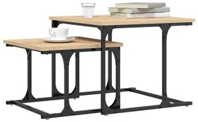 Tavolini impilabili 2 pz rovere sonoma in legno multistrato