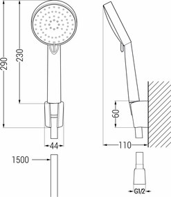 Mexen R-75 set doccia fisso, nero - 785755052-70
