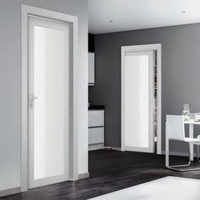 Porta battente Glass vetrata grigio L 80 x H 210 cm destra