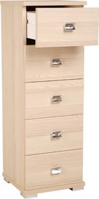 Cassettiera in legno con 5 cassetti 32x91h cm Rovere