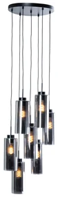 Lampada a sospensione smart nera con vetro fumé 7 luci incl. 7 Wifi ST64 - Laura