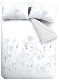 Biancheria da letto bianca e grigia Meadowsweet Floral, 135 x 200 cm Meadowsweet Floral - Catherine Lansfield
