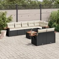 Set Divani da Giardino 9 pz con Cuscini Nero in Polyrattancod mxl 88311